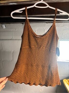 Valerie Stevens Rust Brown Crochet Tank